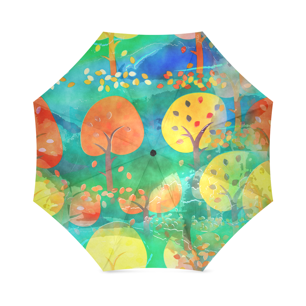 Watercolor Fall Forest Foldable Umbrella (Model U01)
