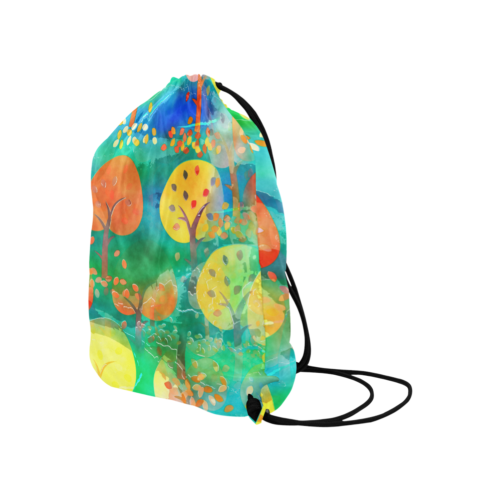 Watercolor Fall Forest Large Drawstring Bag Model 1604 (Twin Sides)  16.5"(W) * 19.3"(H)
