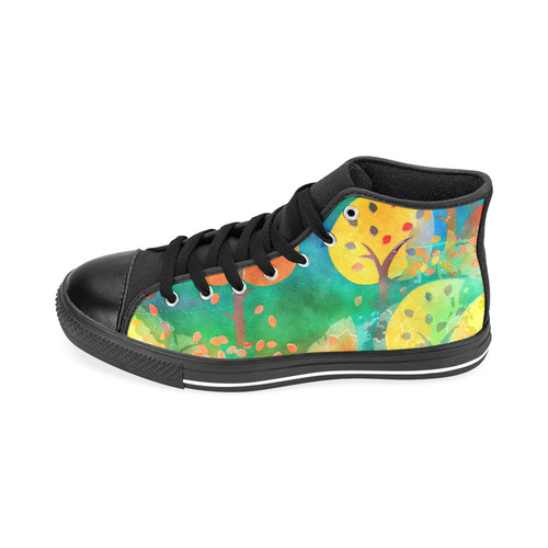 Watercolor Fall Forest Men’s Classic High Top Canvas Shoes /Large Size (Model 017)