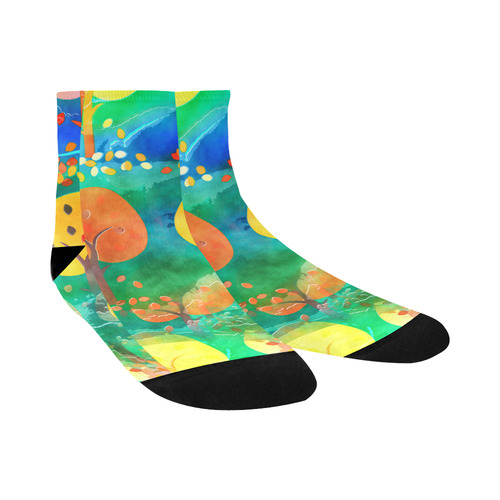 Watercolor Fall Forest Quarter Socks