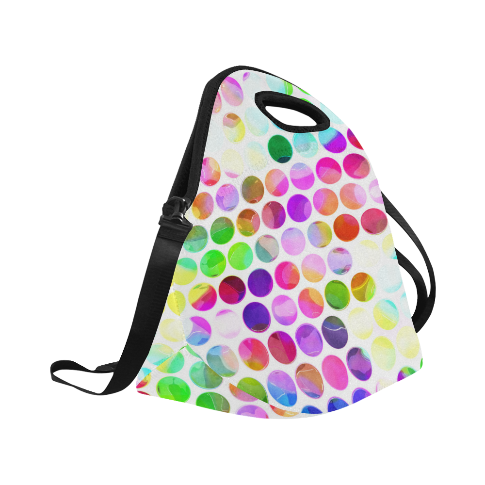 Watercolor Polka Dots Neoprene Lunch Bag/Large (Model 1669)