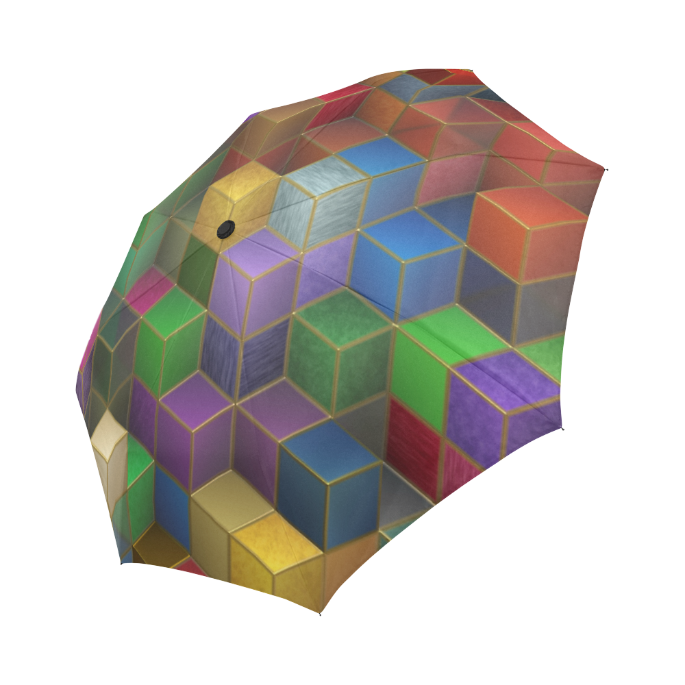Geometric Rainbow Cubes Texture Auto-Foldable Umbrella (Model U04)