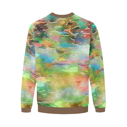 Watercolor Paint Wash Men's Oversized Fleece Crew Sweatshirt (Model H18)