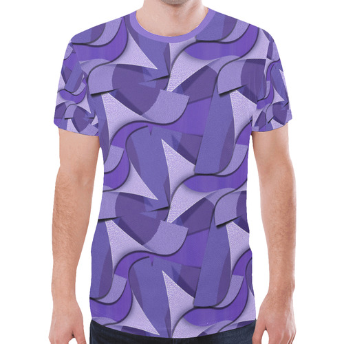 Ultra Violet Abstract Waves New All Over Print T-shirt for Men (Model T45)