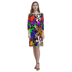 Paint Splats & Ink Blots Rhea Loose Round Neck Dress(Model D22)