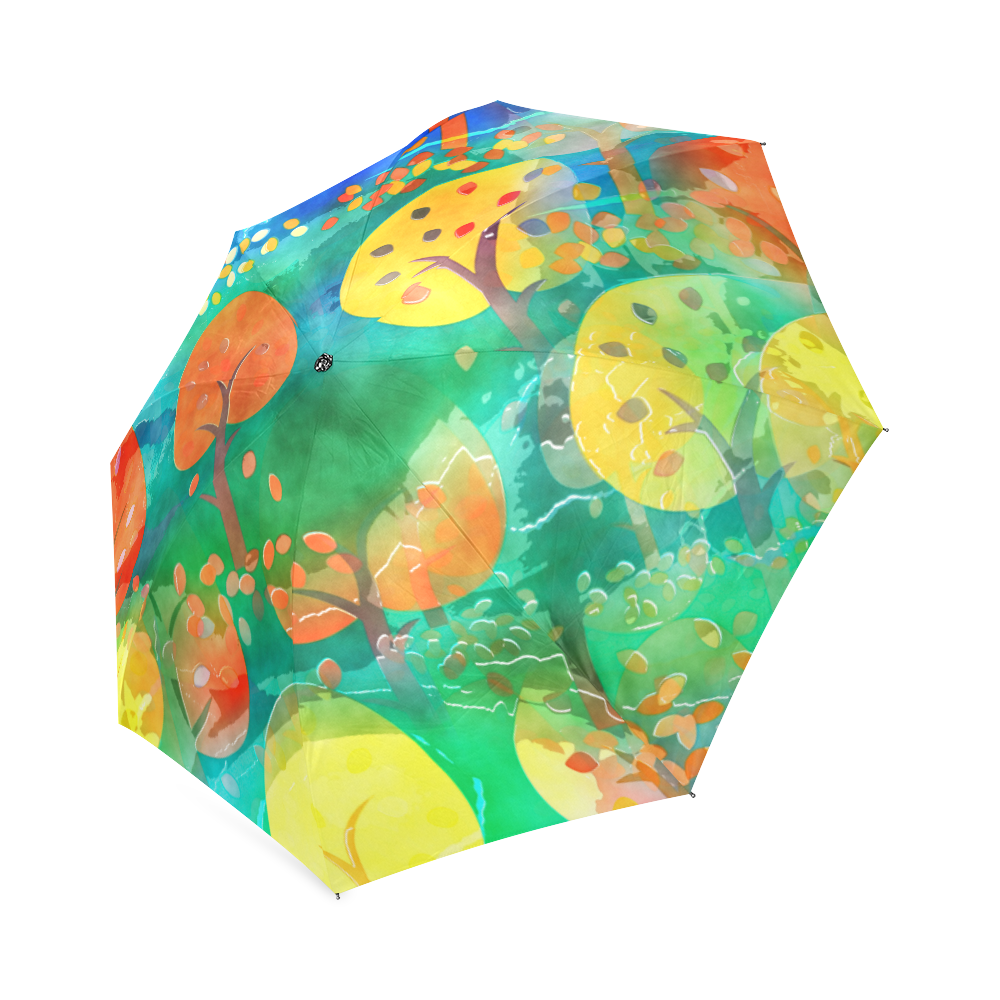 Watercolor Fall Forest Foldable Umbrella (Model U01)