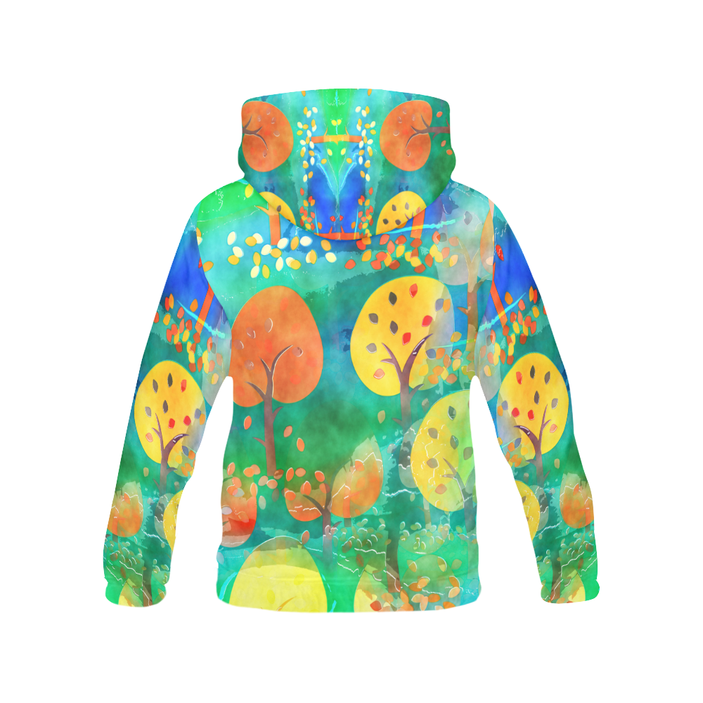 Watercolor Fall Forest All Over Print Hoodie for Men/Large Size (USA Size) (Model H13)