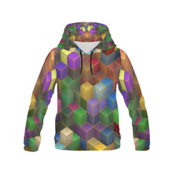 Geometric Rainbow Cubes Texture All Over Print Hoodie for Men/Large Size (USA Size) (Model H13)