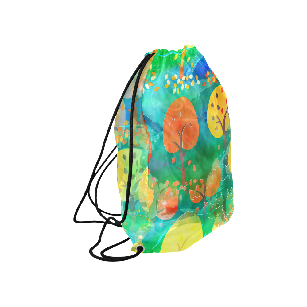 Watercolor Fall Forest Large Drawstring Bag Model 1604 (Twin Sides)  16.5"(W) * 19.3"(H)