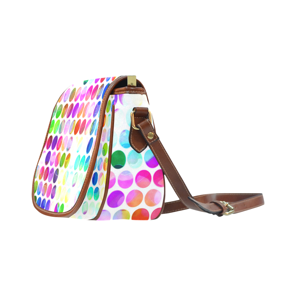 Watercolor Polka Dots Saddle Bag/Small (Model 1649) Full Customization