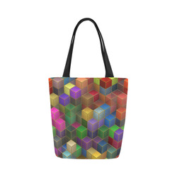 Geometric Rainbow Cubes Texture Canvas Tote Bag (Model 1657)