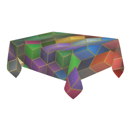 Geometric Rainbow Cubes Texture Cotton Linen Tablecloth 60" x 90"