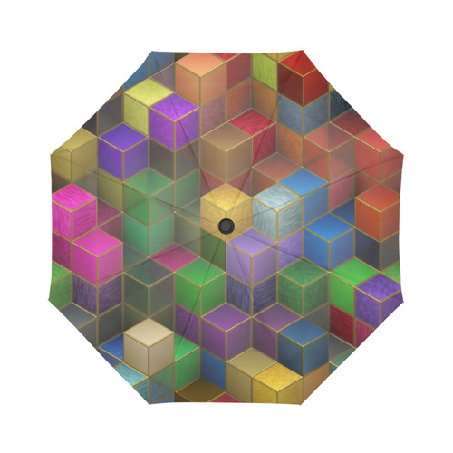 Geometric Rainbow Cubes Texture Auto-Foldable Umbrella (Model U04)