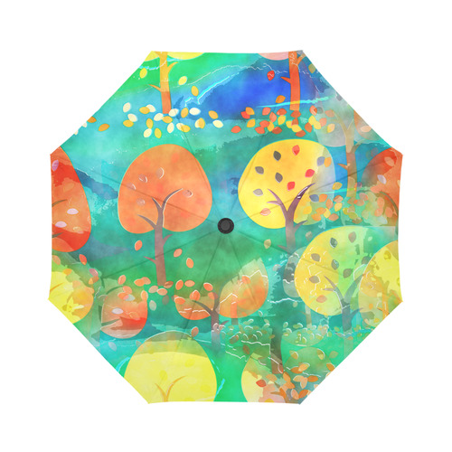 Watercolor Fall Forest Auto-Foldable Umbrella (Model U04)