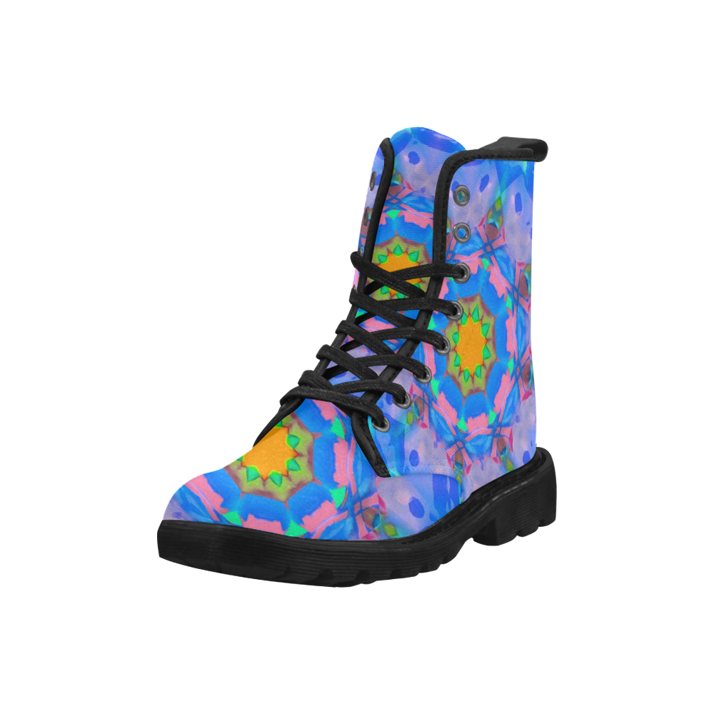 Abstract Flower Z DDDA Martin Boots for Women (Black) (Model 1203H)