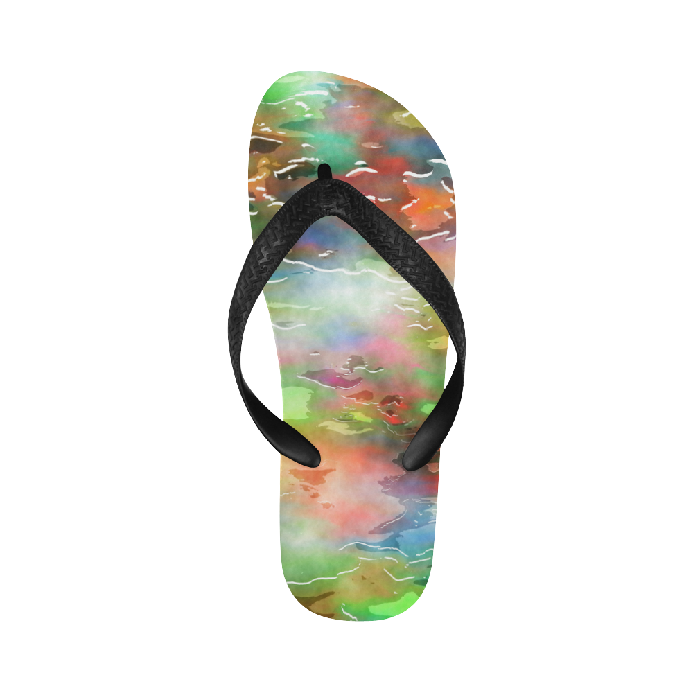 Watercolor Paint Wash Flip Flops for Men/Women (Model 040)