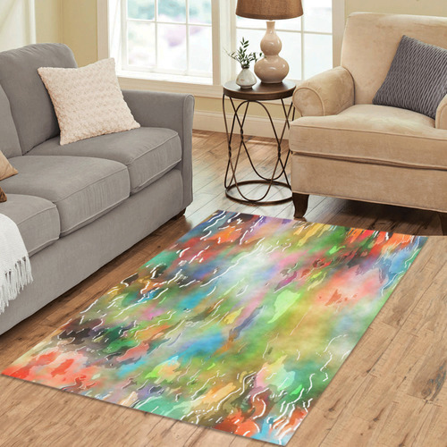 Watercolor Paint Wash Area Rug 5'3''x4'