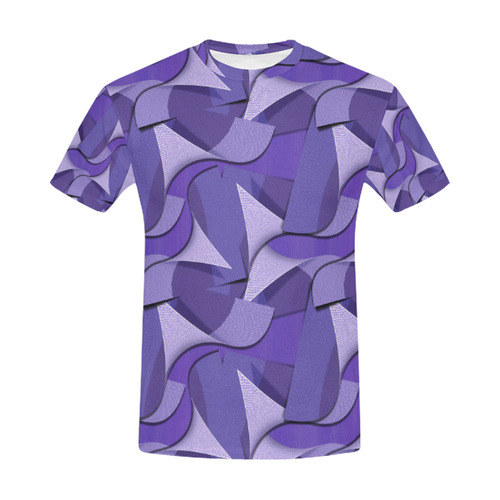 Ultra Violet Abstract Waves All Over Print T-Shirt for Men (USA Size) (Model T40)
