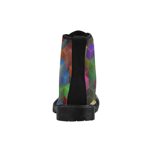 Geometric Rainbow Cubes Texture Martin Boots for Men (Black) (Model 1203H)