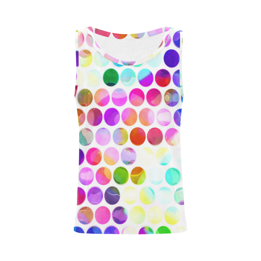 Watercolor Polka Dots All Over Print Tank Top for Women (Model T43)
