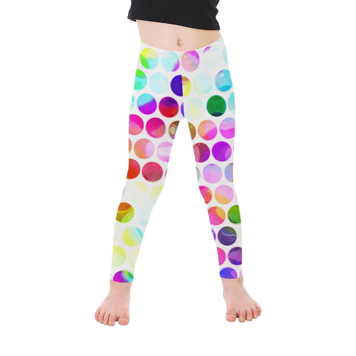 Watercolor Polka Dots Kid's Ankle Length Leggings (Model L06)