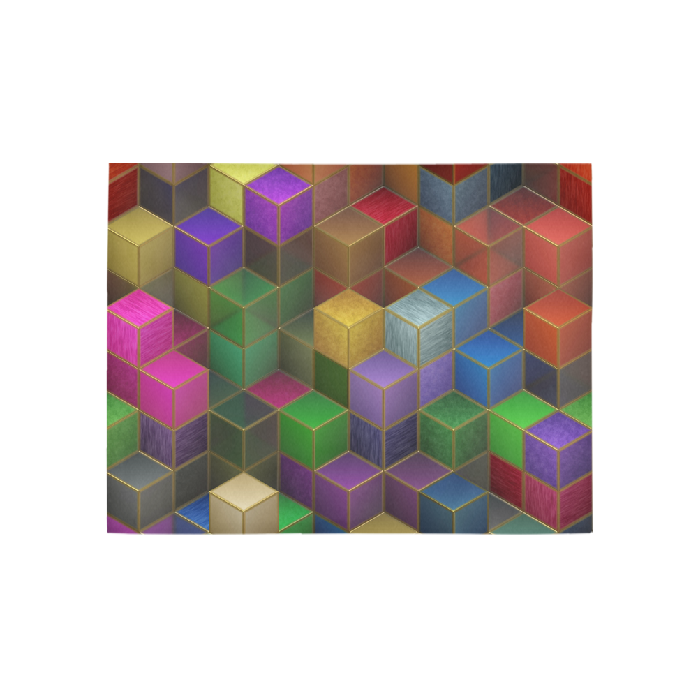 Geometric Rainbow Cubes Texture Area Rug 5'3''x4'