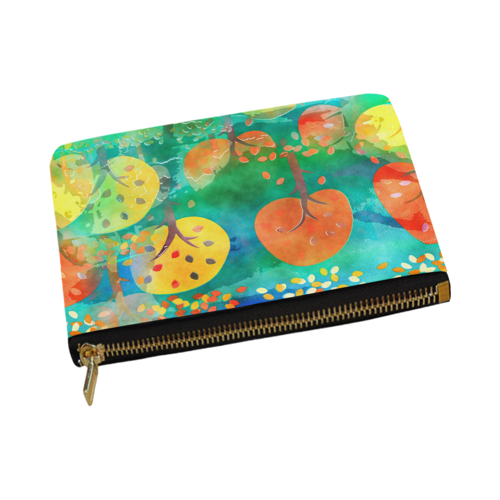 Watercolor Fall Forest Carry-All Pouch 12.5''x8.5''