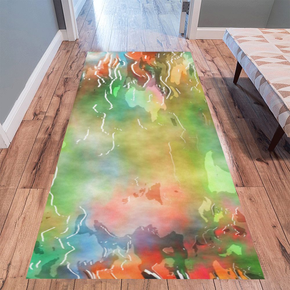 Watercolor Paint Wash Area Rug 9'6''x3'3''