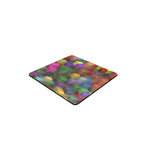 Geometric Rainbow Cubes Texture Square Coaster