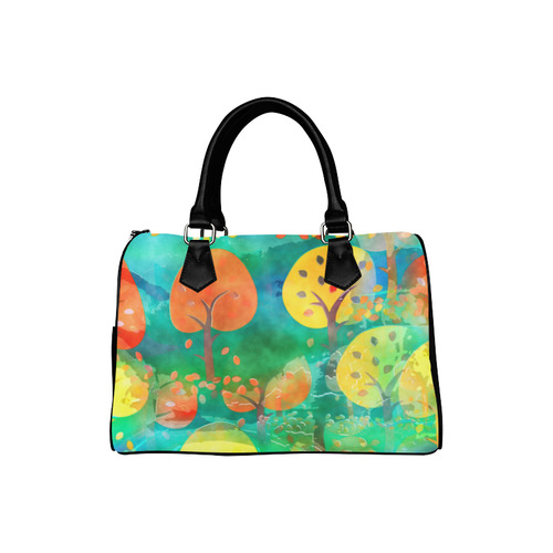 Watercolor Fall Forest Boston Handbag (Model 1621)