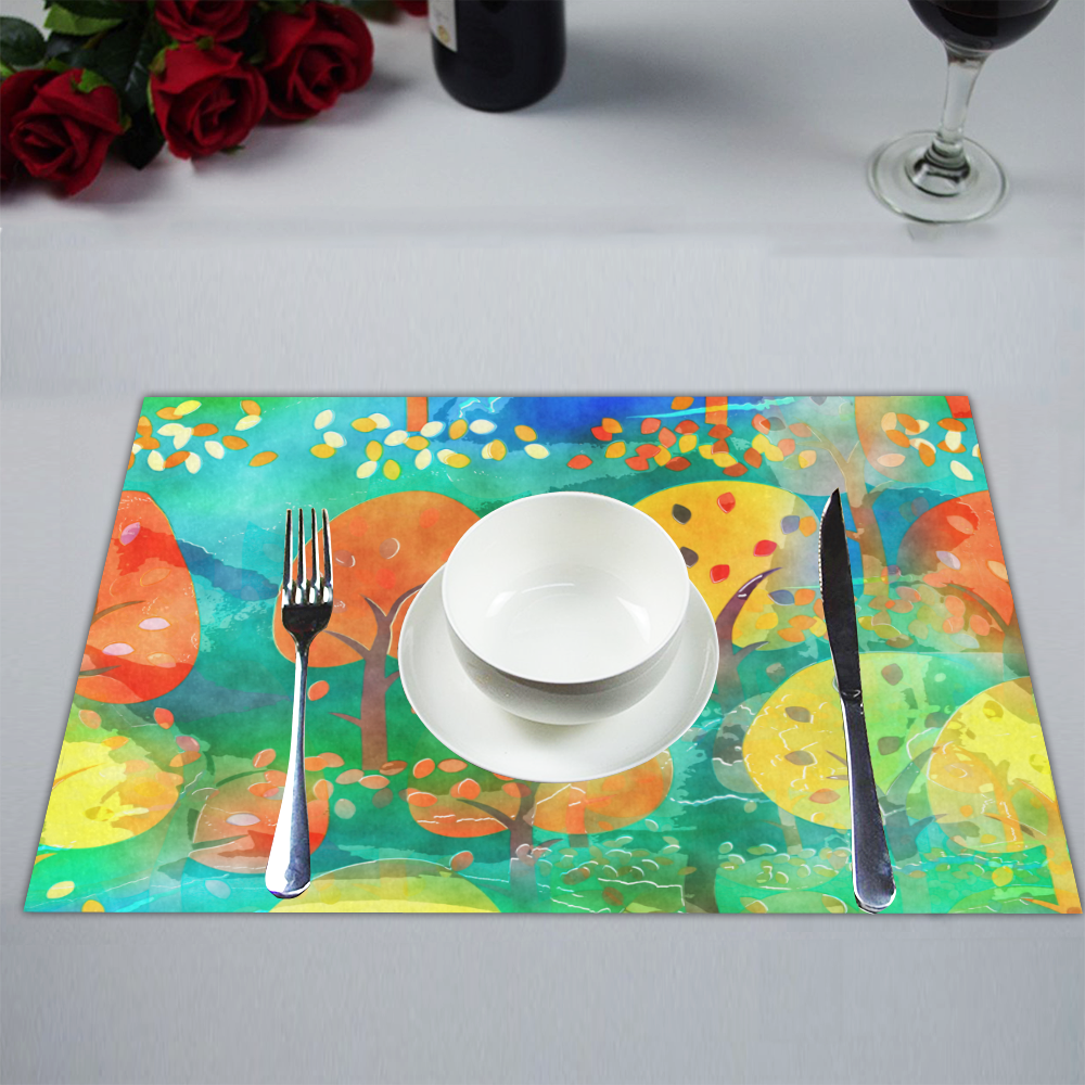 Watercolor Fall Forest Placemat 14’’ x 19’’ (Set of 6)