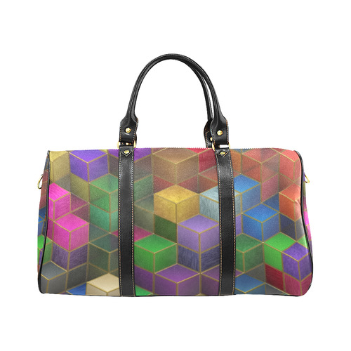Geometric Rainbow Cubes Texture New Waterproof Travel Bag/Large (Model 1639)