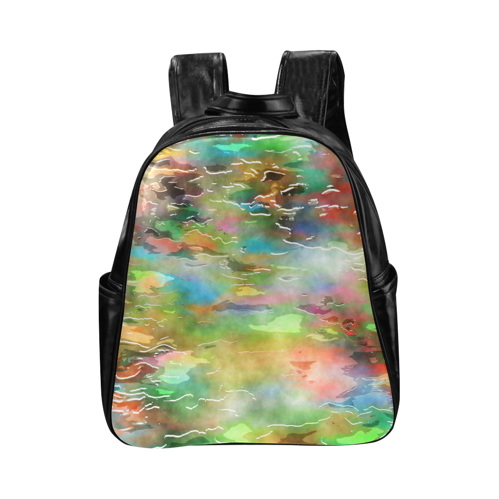 Watercolor Paint Wash Multi-Pockets Backpack (Model 1636)