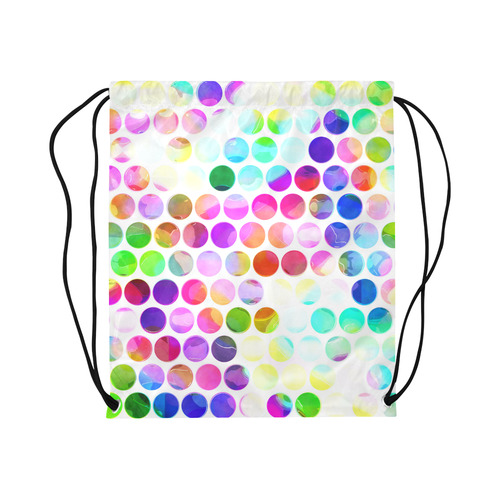 Watercolor Polka Dots Large Drawstring Bag Model 1604 (Twin Sides)  16.5"(W) * 19.3"(H)