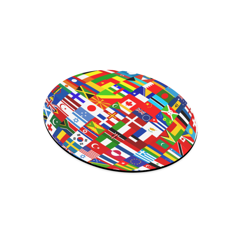 International Travel Flag World Round Mousepad