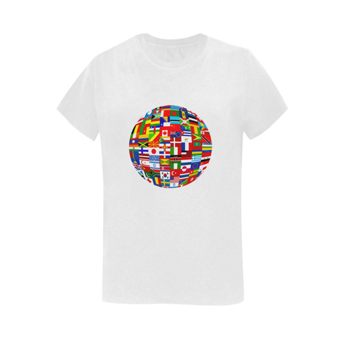 International Travel Flag World Women's T-Shirt in USA Size (Two Sides Printing)