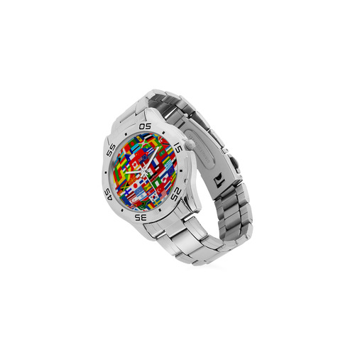 International Travel Flag World Men's Stainless Steel Analog Watch(Model 108)