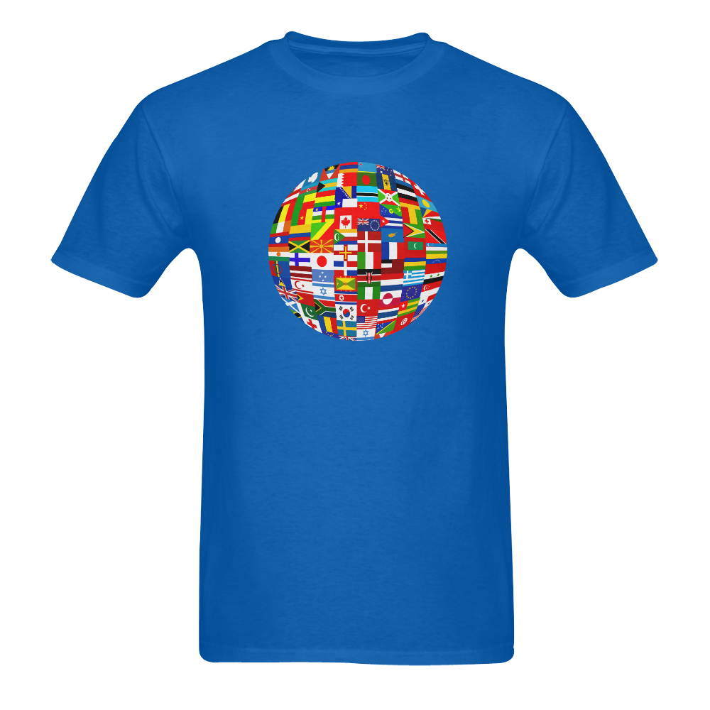 International Travel Flag World Men's T-Shirt in USA Size (Two Sides Printing)