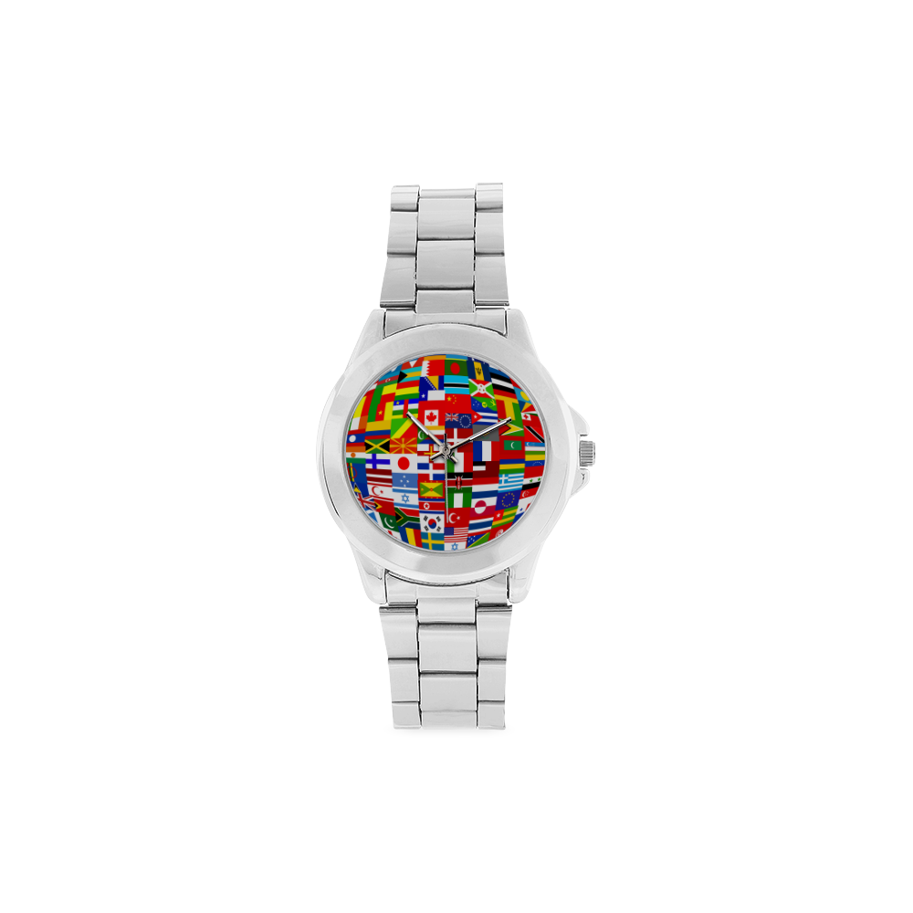 International Travel Flag World Unisex Stainless Steel Watch(Model 103)