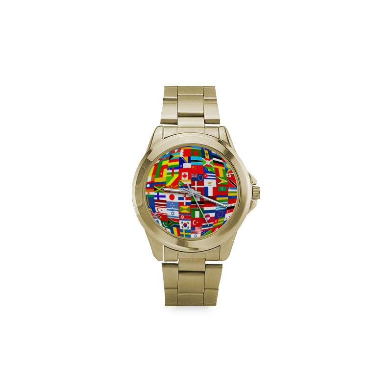 International Travel Flag World Custom Gilt Watch(Model 101)