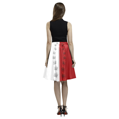 Canada Skirts 2 Tone Canada Flag Skirts Melete Pleated Midi Skirt (Model D15)