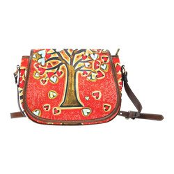 Watercolor Love Tree Saddle Bag/Small (Model 1649) Full Customization