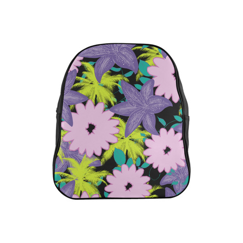 Tropical Violet Black School Backpack (Model 1601)(Small)