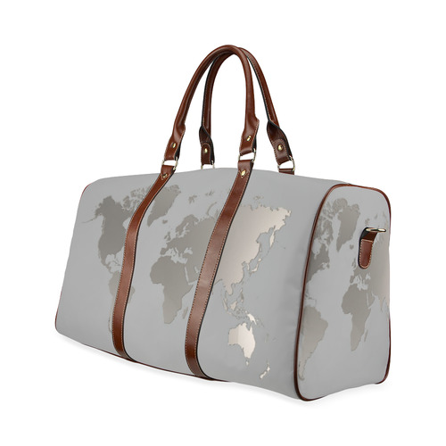 Custom Travel Bag World Map Gray Waterproof Travel Bag/Large (Model 1639)