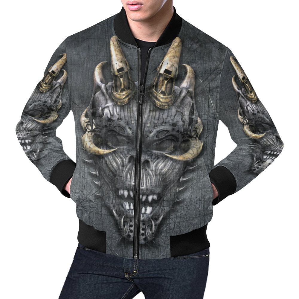 Creepy Demon Skull All Over Print Bomber Jacket for Men (Model H19 ...