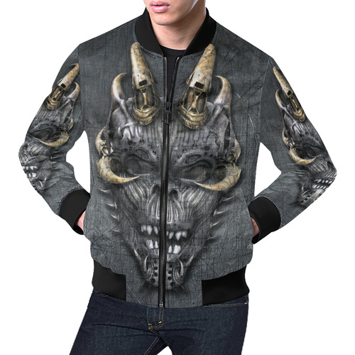 Creepy Demon Skull All Over Print Bomber Jacket for Men (Model H19)