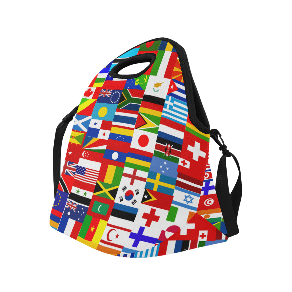 World Flag Montage Neoprene Lunch Bag/Large (Model 1669)