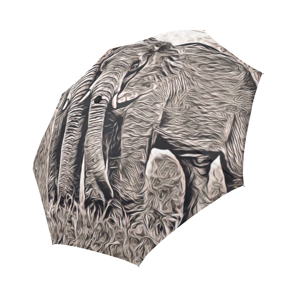 Rustic Style - Elephants by JamColors Auto-Foldable Umbrella (Model U04)