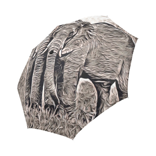 Rustic Style - Elephants by JamColors Auto-Foldable Umbrella (Model U04)