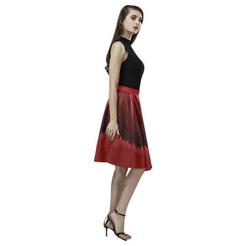 Canada Autumn Maple Leaf Skirts Melete Pleated Midi Skirt (Model D15)